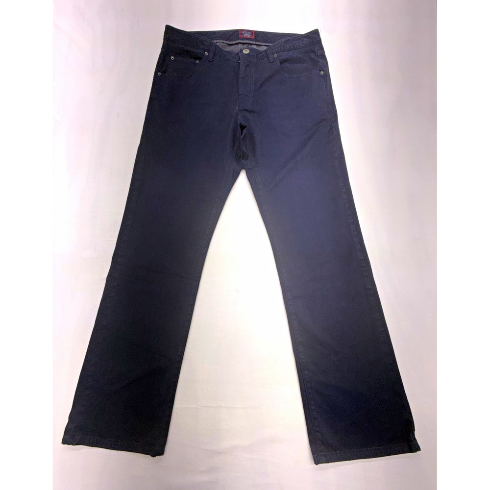 UNTUCKit Renzo Mens Navy Denim Pants Relaxed Straight Stretch 5 Pocket 36/32